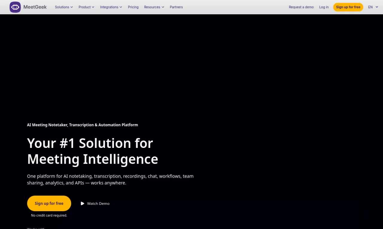Screenshot of MeetGeek website