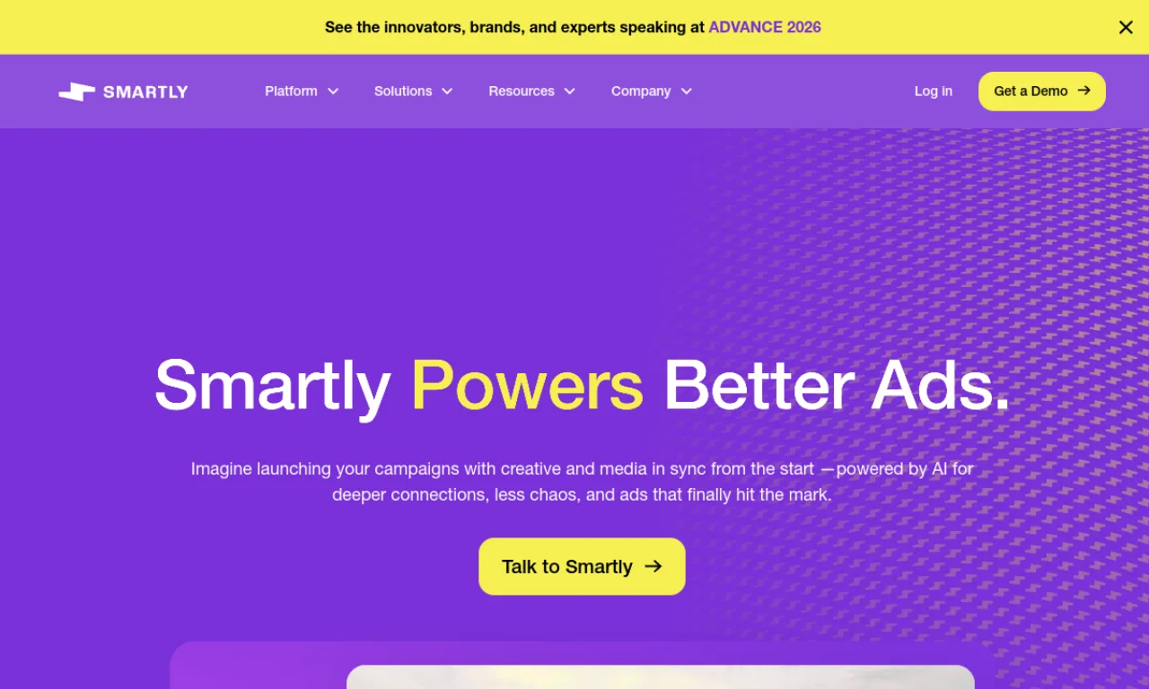 Screenshot of Smartly.io website