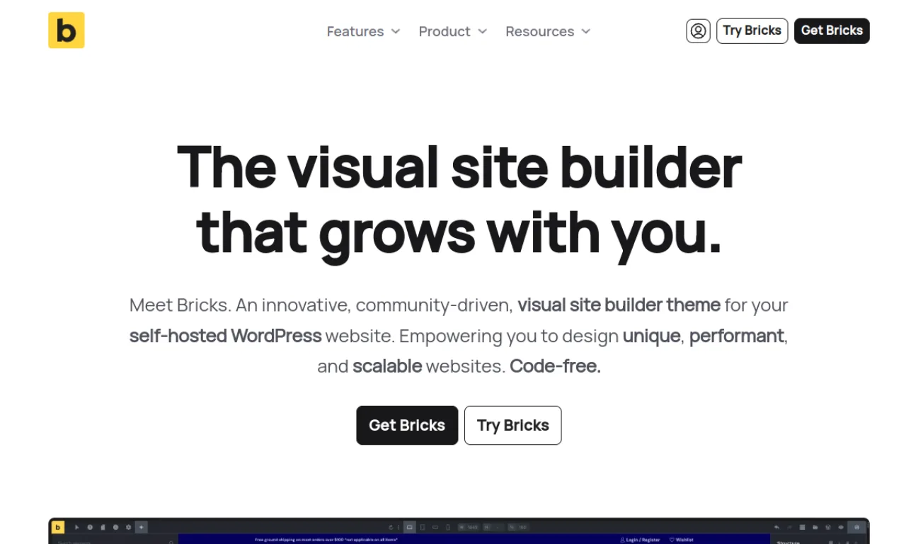 Screenshot of Bricks / Oxygen website