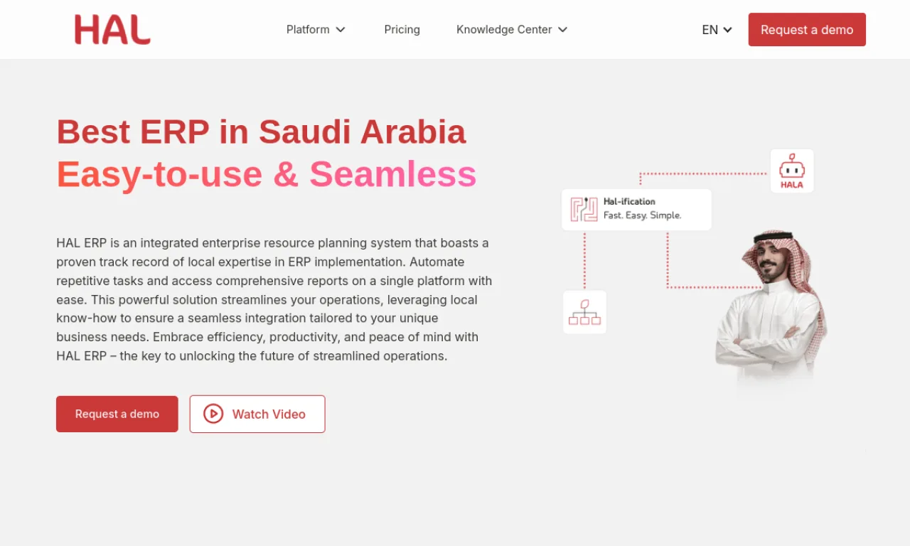 Screenshot of HAL ERP website