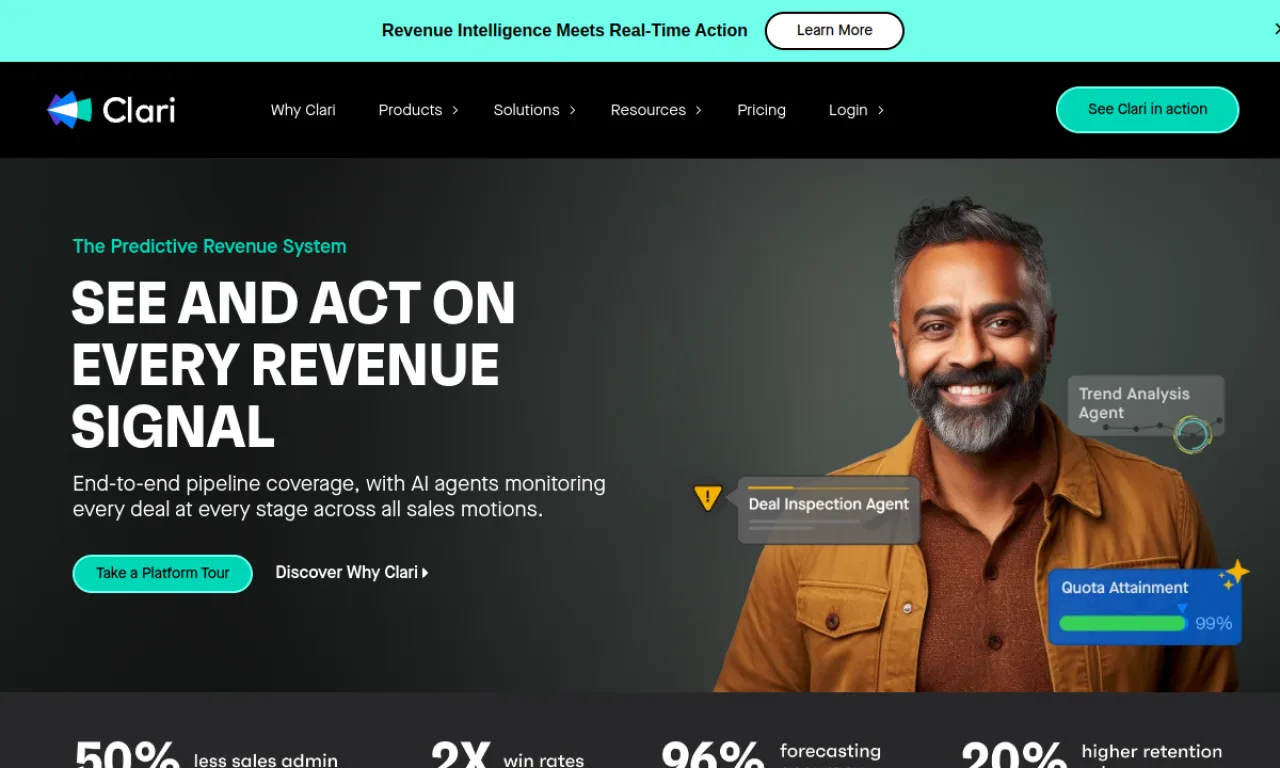 Screenshot of Clari Align / Wingman website