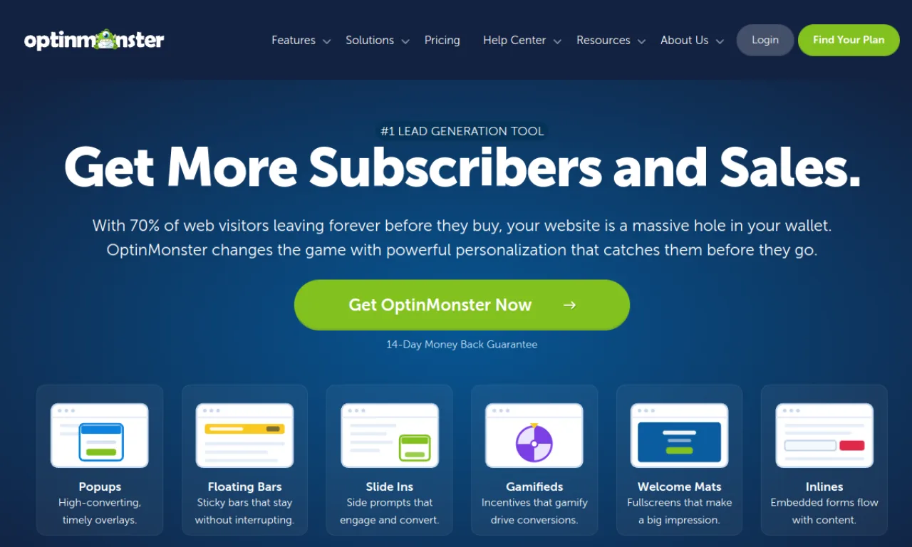 Screenshot of OptinMonster website