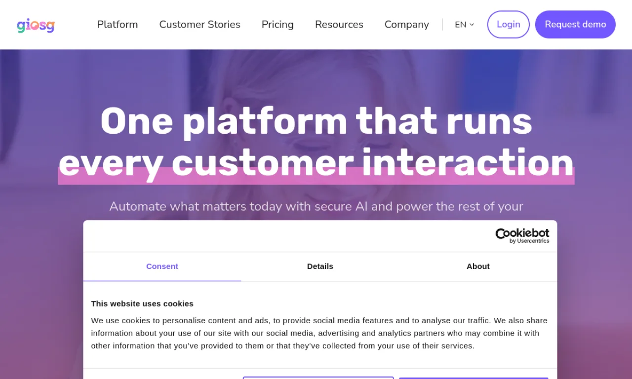Screenshot of Gobot / Giosg website