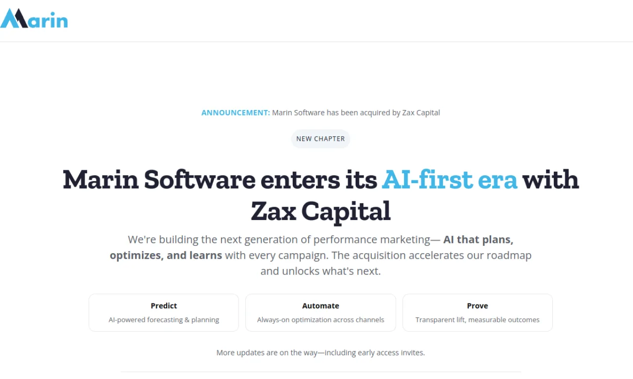 Screenshot of Marin Software website