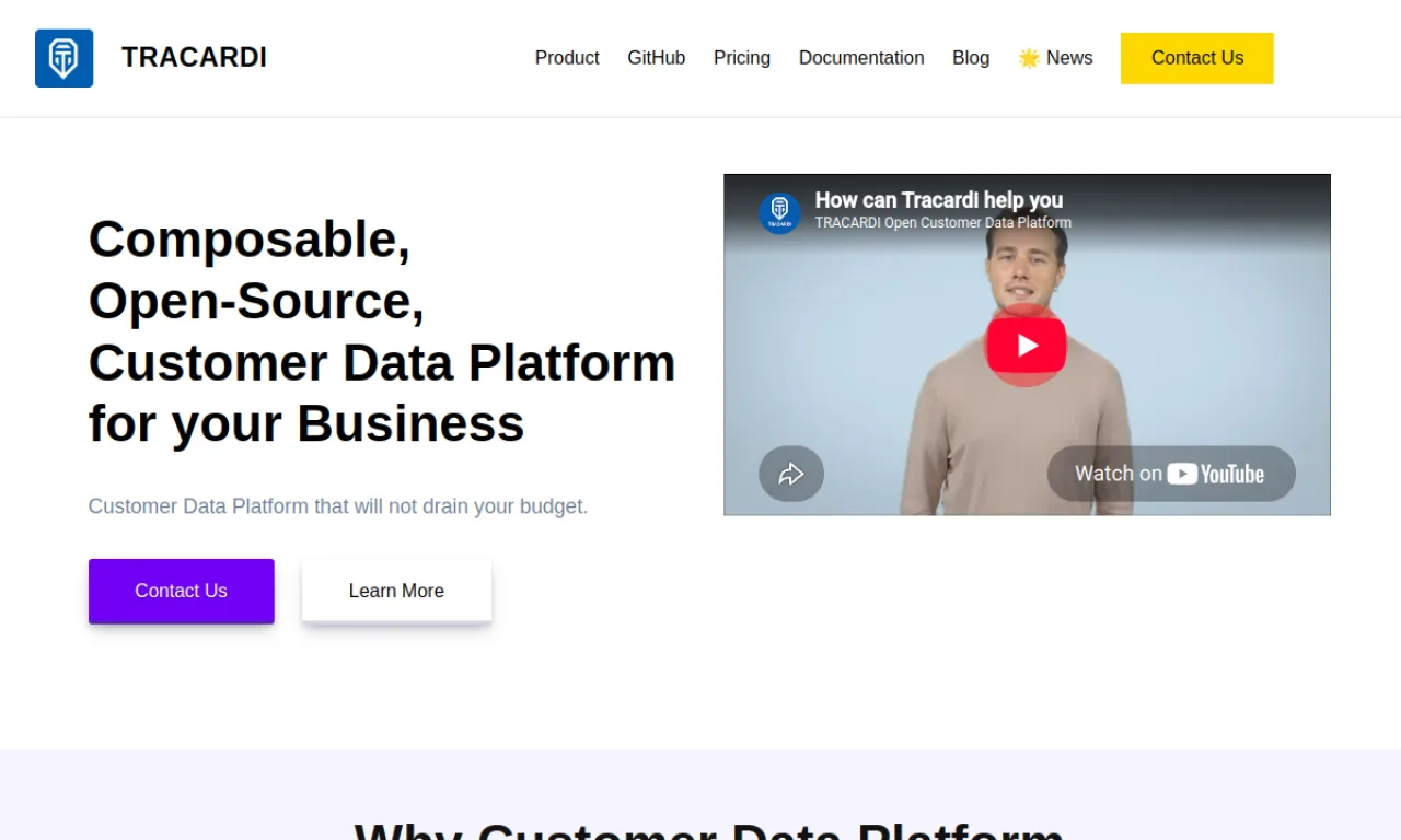 Screenshot of Tracto / Tracardi website