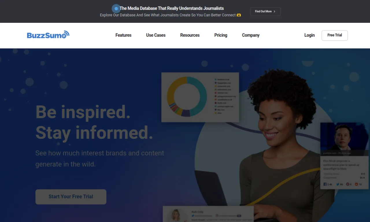 Screenshot of BuzzSumo website