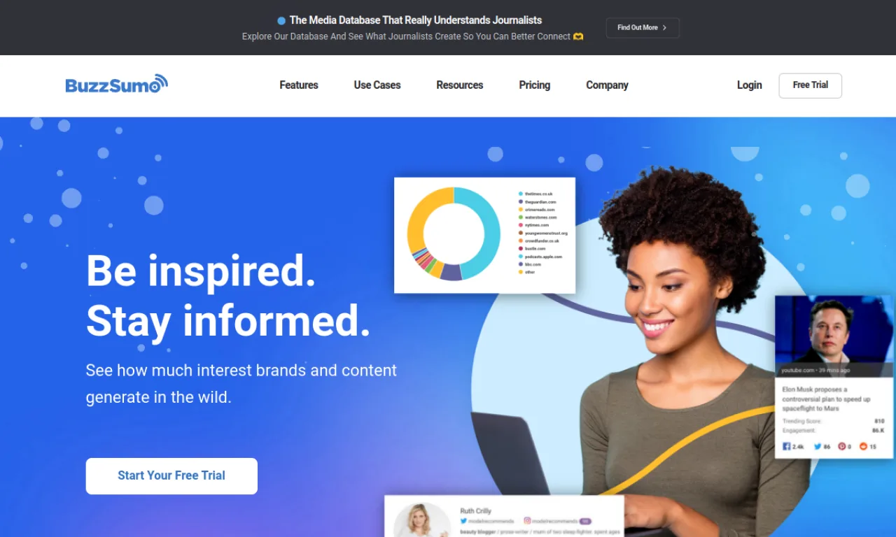 Screenshot of BuzzSumo website