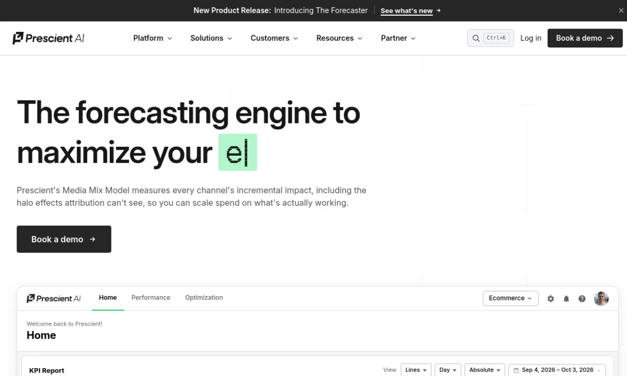 Screenshot of Provalytics / Prescient AI website