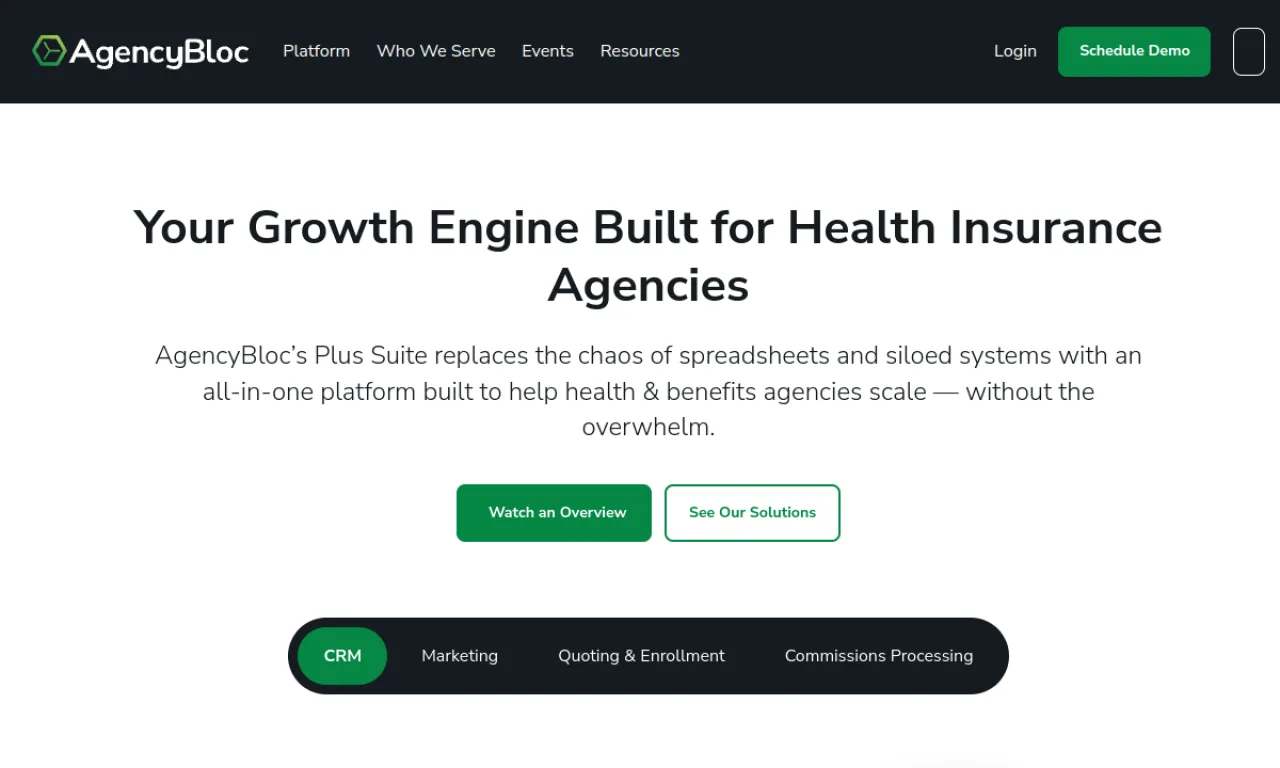 Screenshot of AgencyBloc website