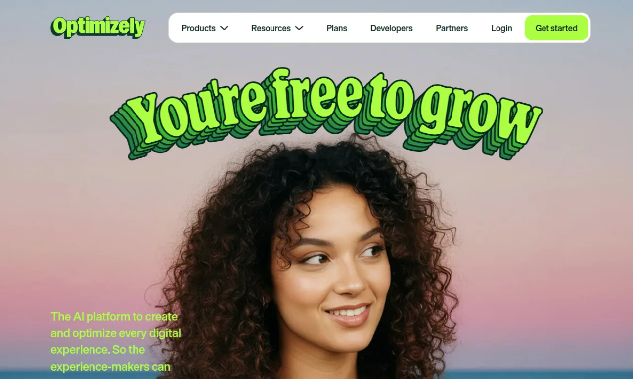 Screenshot of Optimizely website