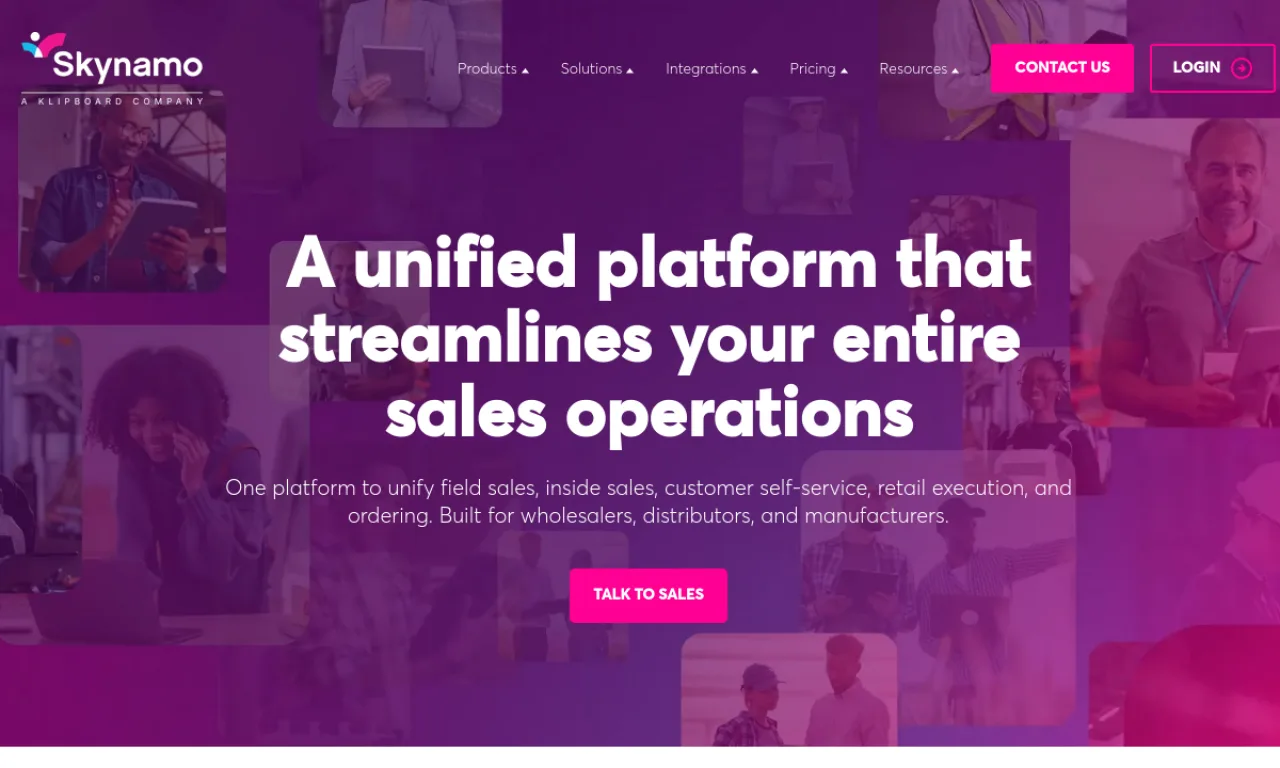 Screenshot of Skynamo website