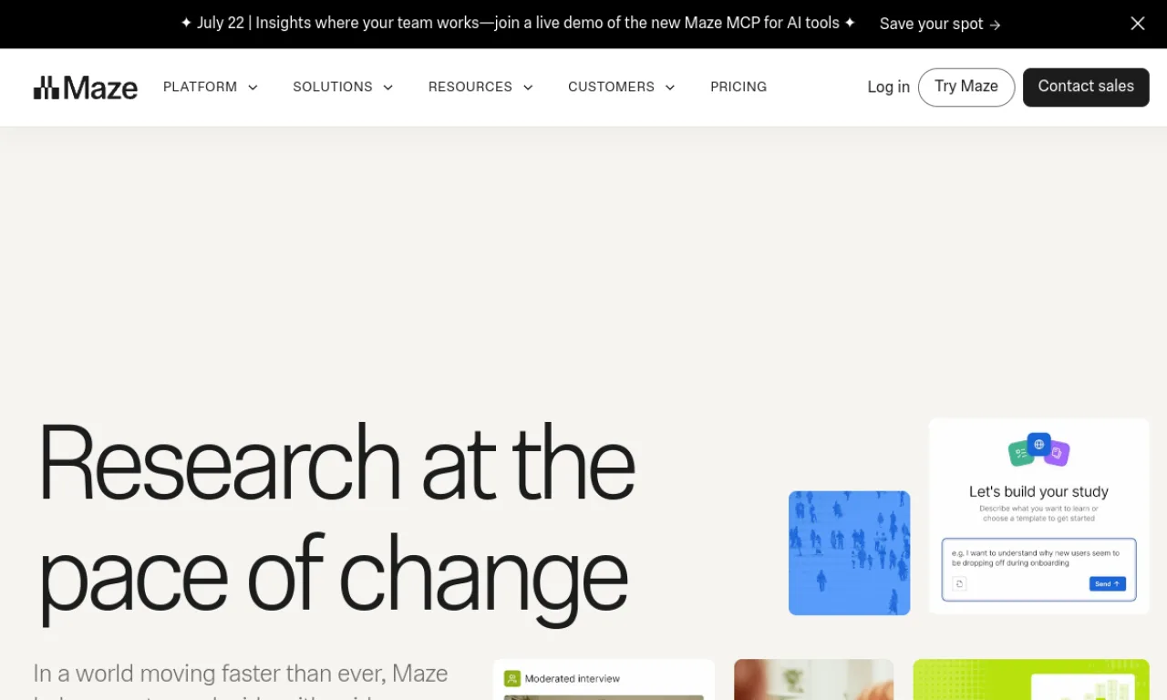 Screenshot of Maze website
