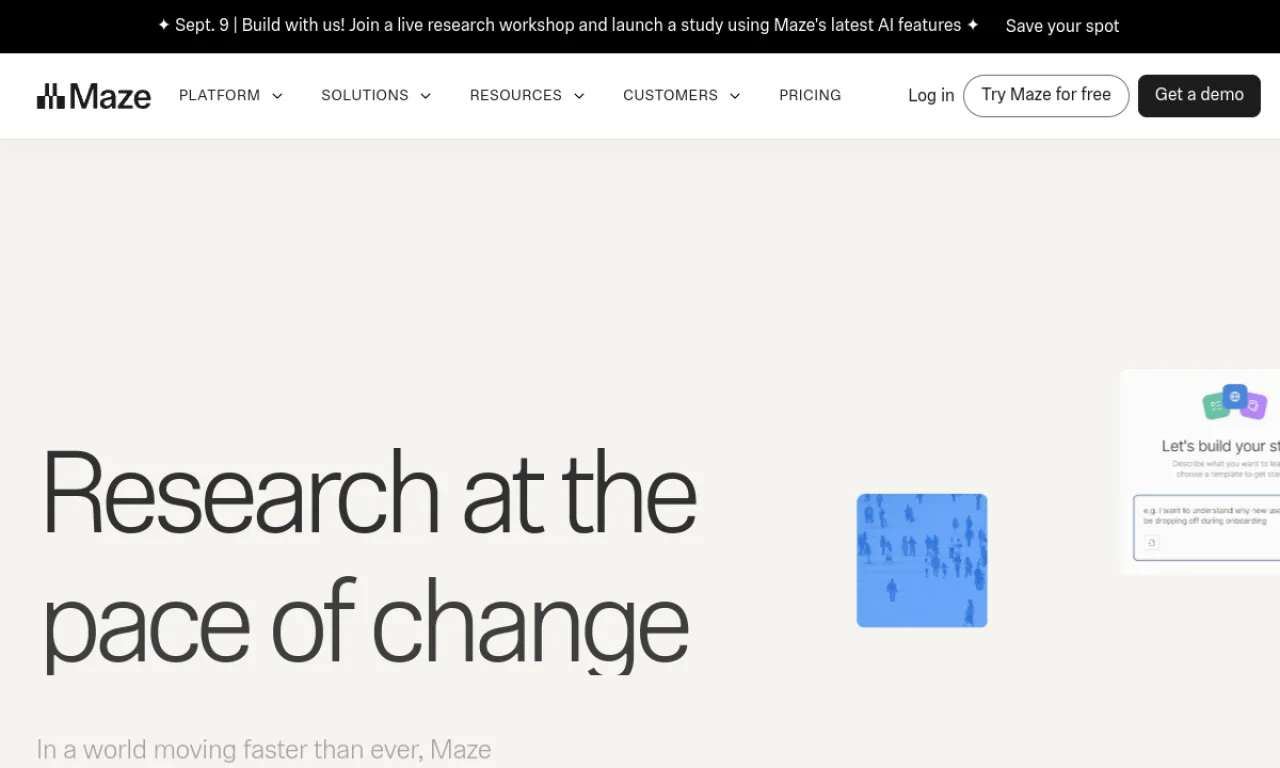 Screenshot of Maze website