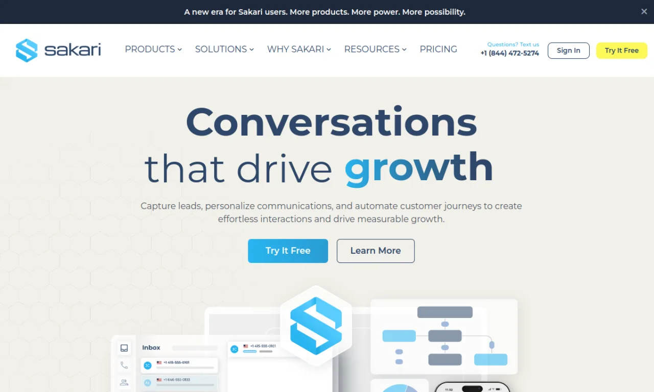 Screenshot of Sakari website