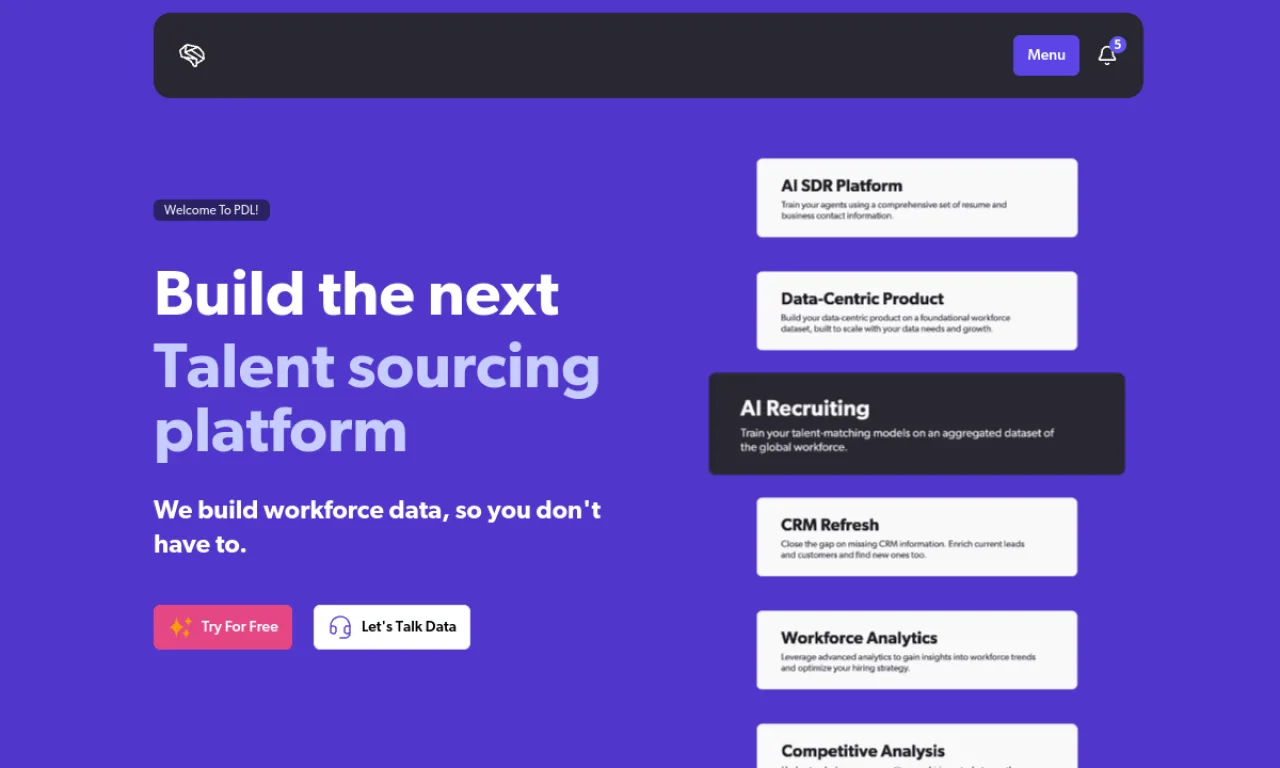 Screenshot of People Data Labs website