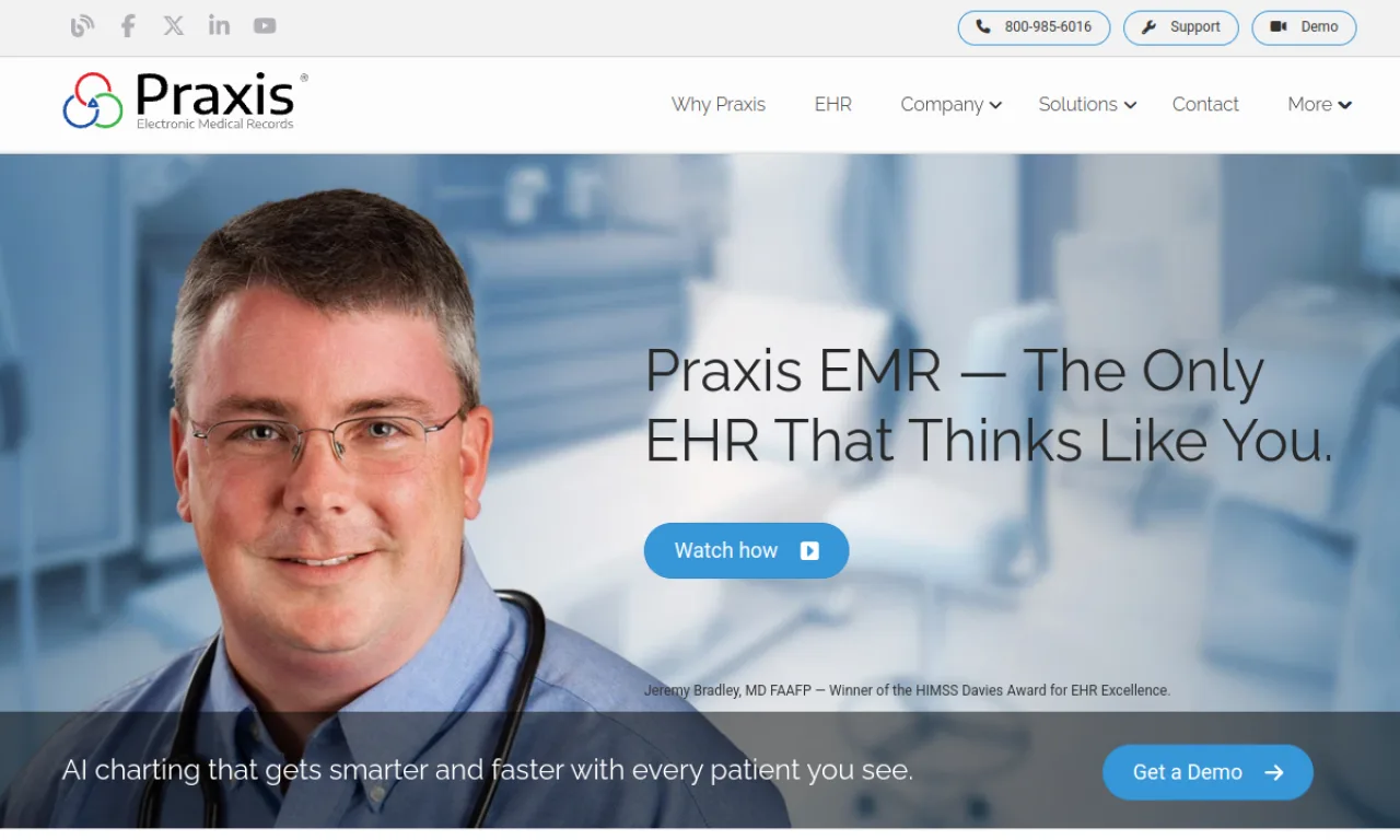 Screenshot of Praxis EMR website