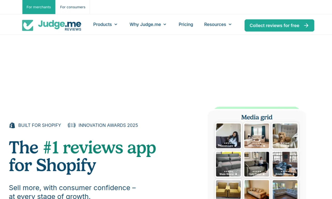 Screenshot of Judge.me website