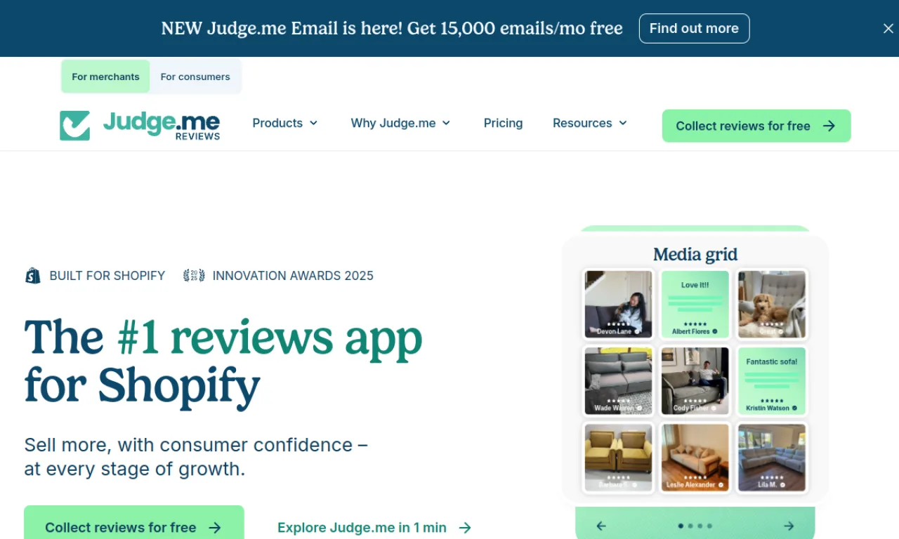 Screenshot of Judge.me website