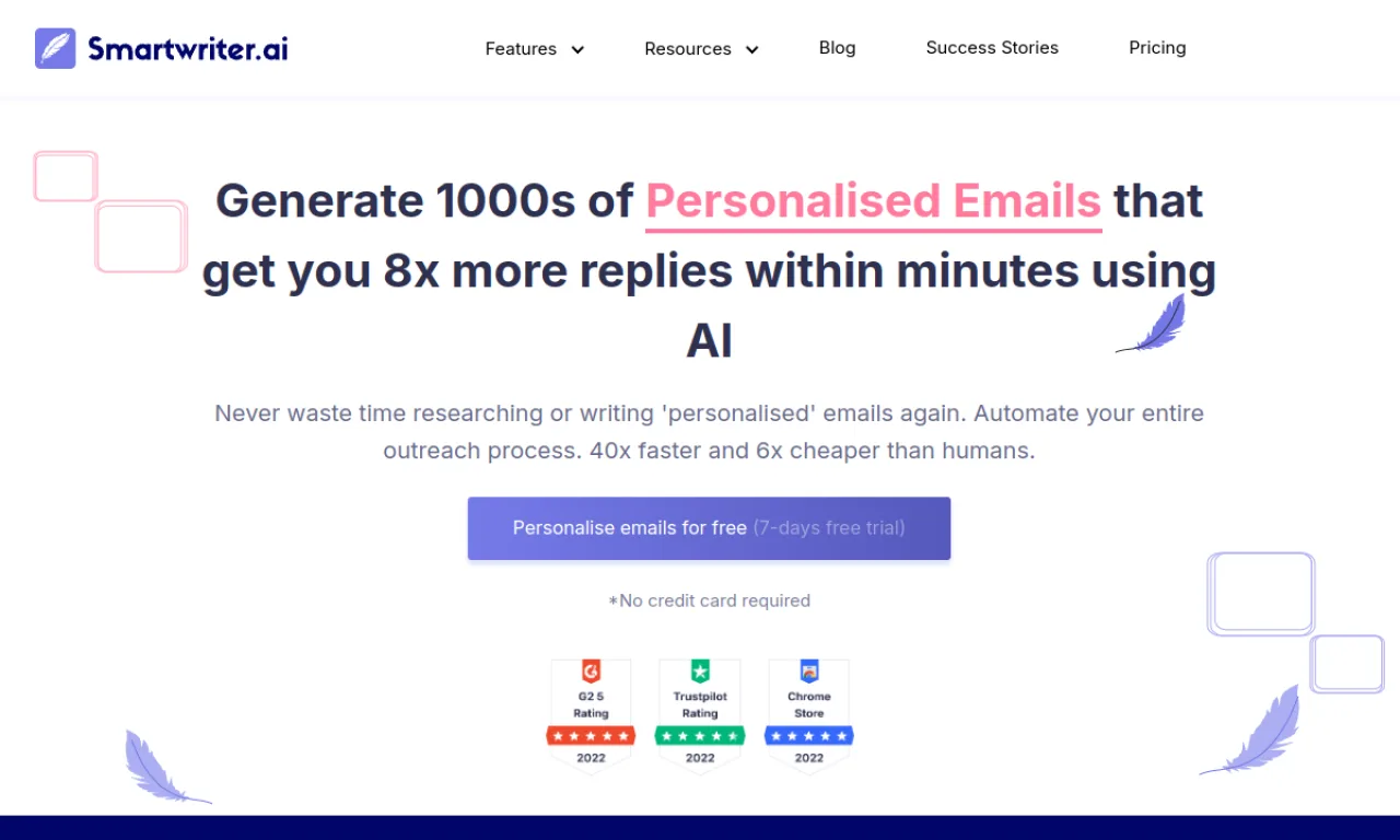 Screenshot of Smartwriter website