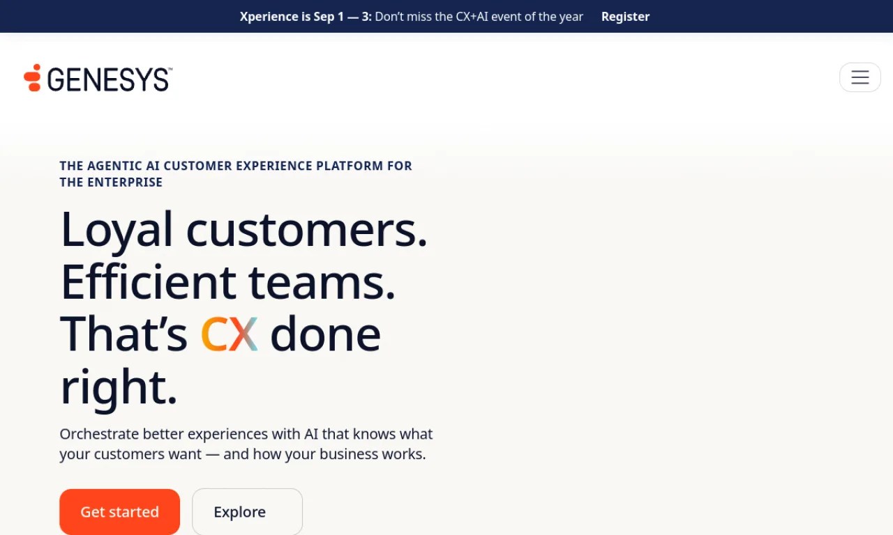 Screenshot of Genesys Cloud website