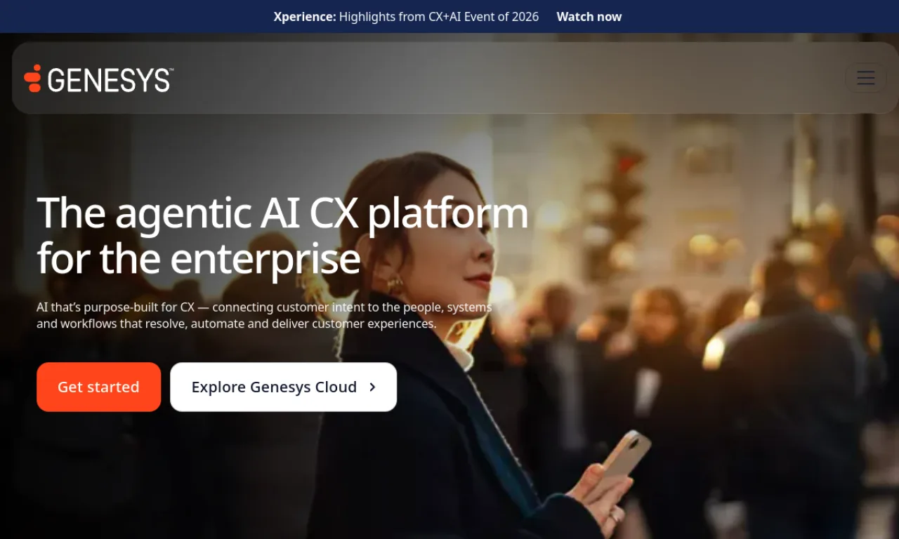 Screenshot of Genesys Cloud website