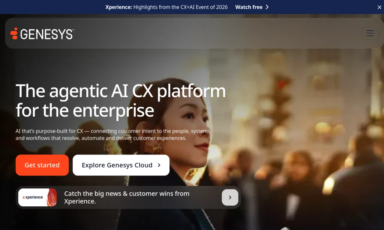Screenshot of Genesys Cloud website