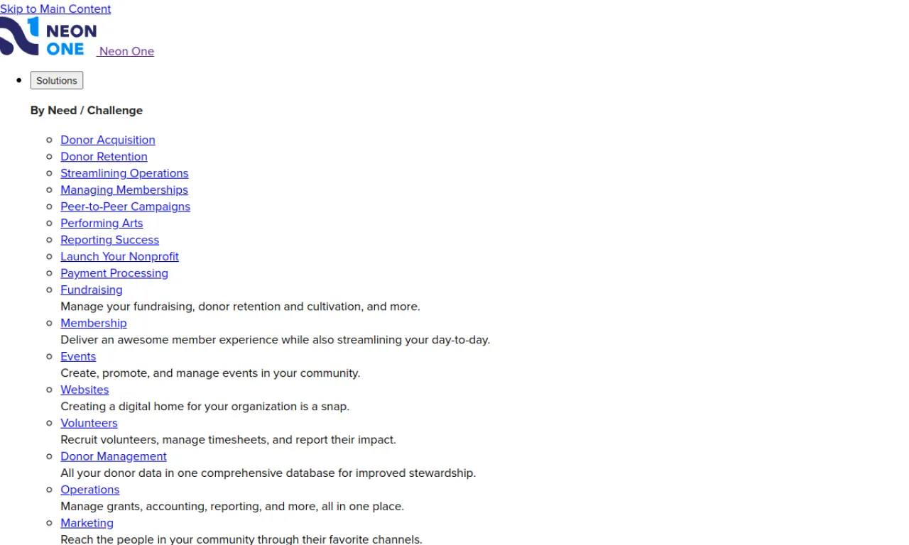 Screenshot of Neon website