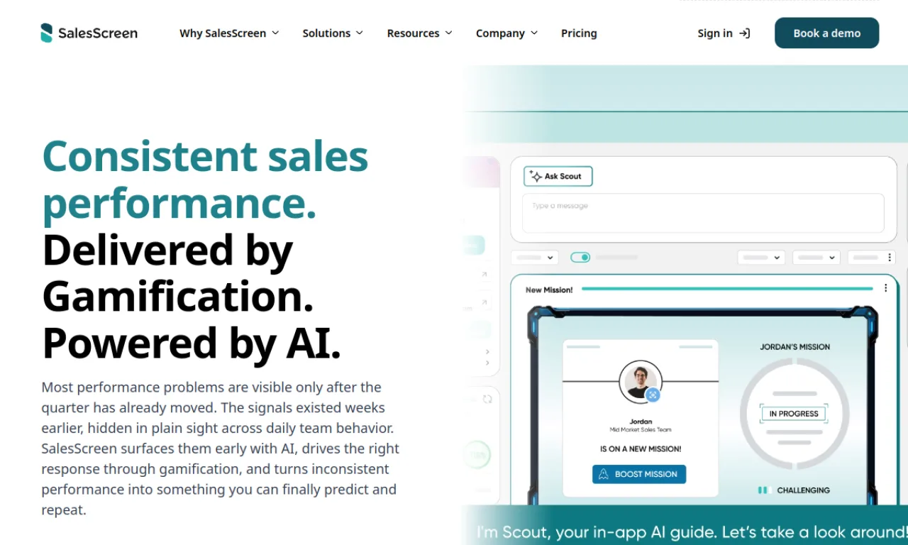 Screenshot of SalesScreen website