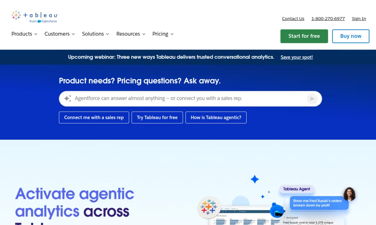 Screenshot of Tableau (CRM Analytics) website