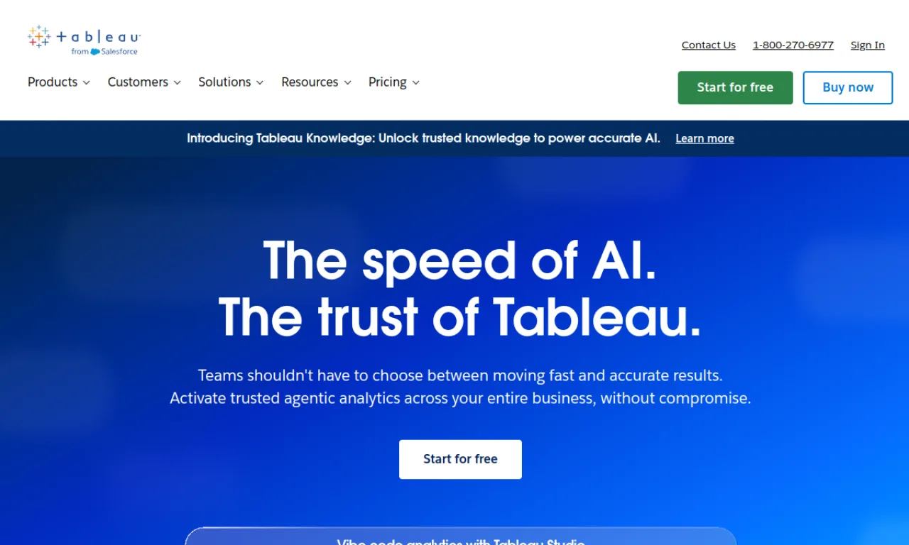 Screenshot of Tableau (CRM Analytics) website