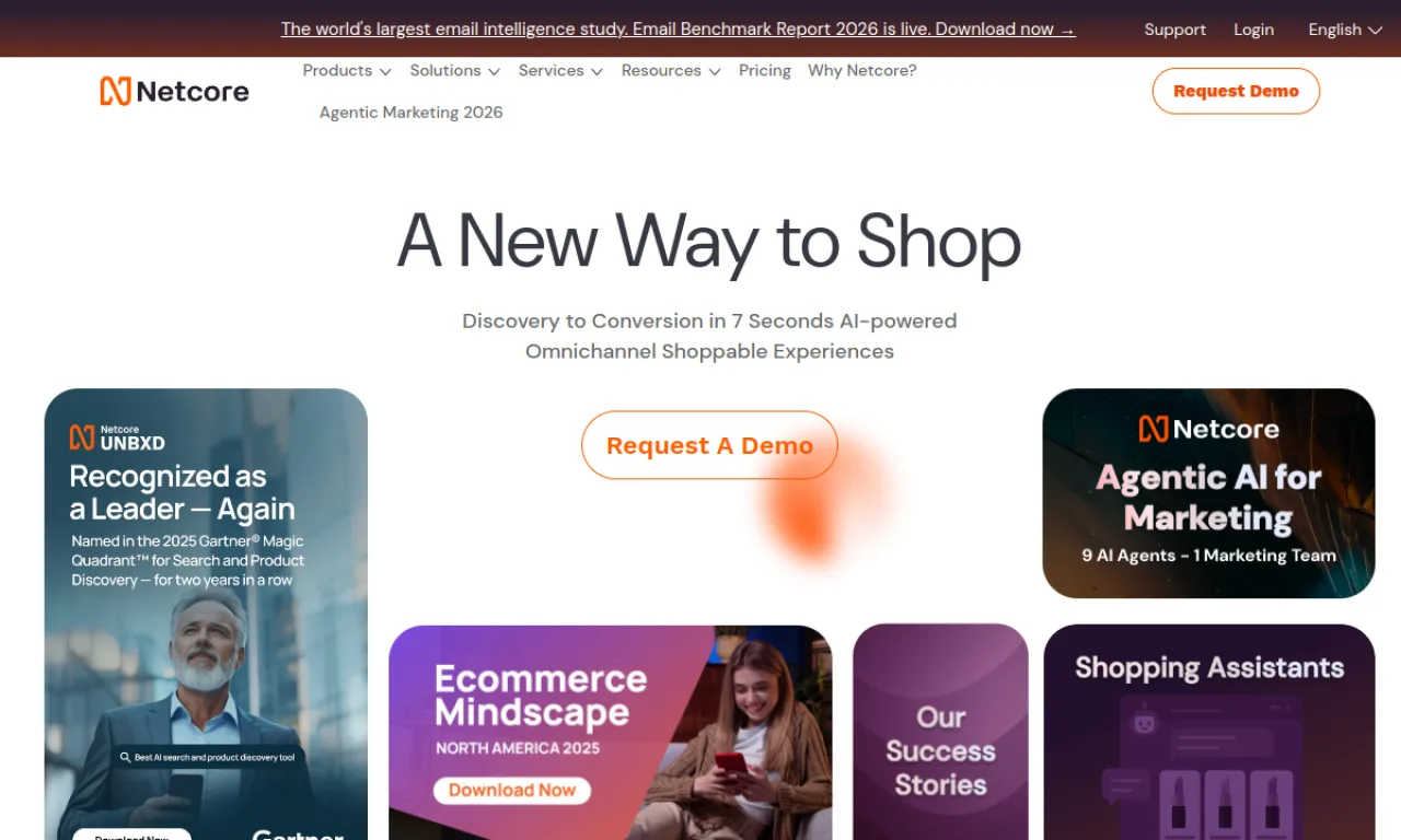 Screenshot of Netcore Cloud website