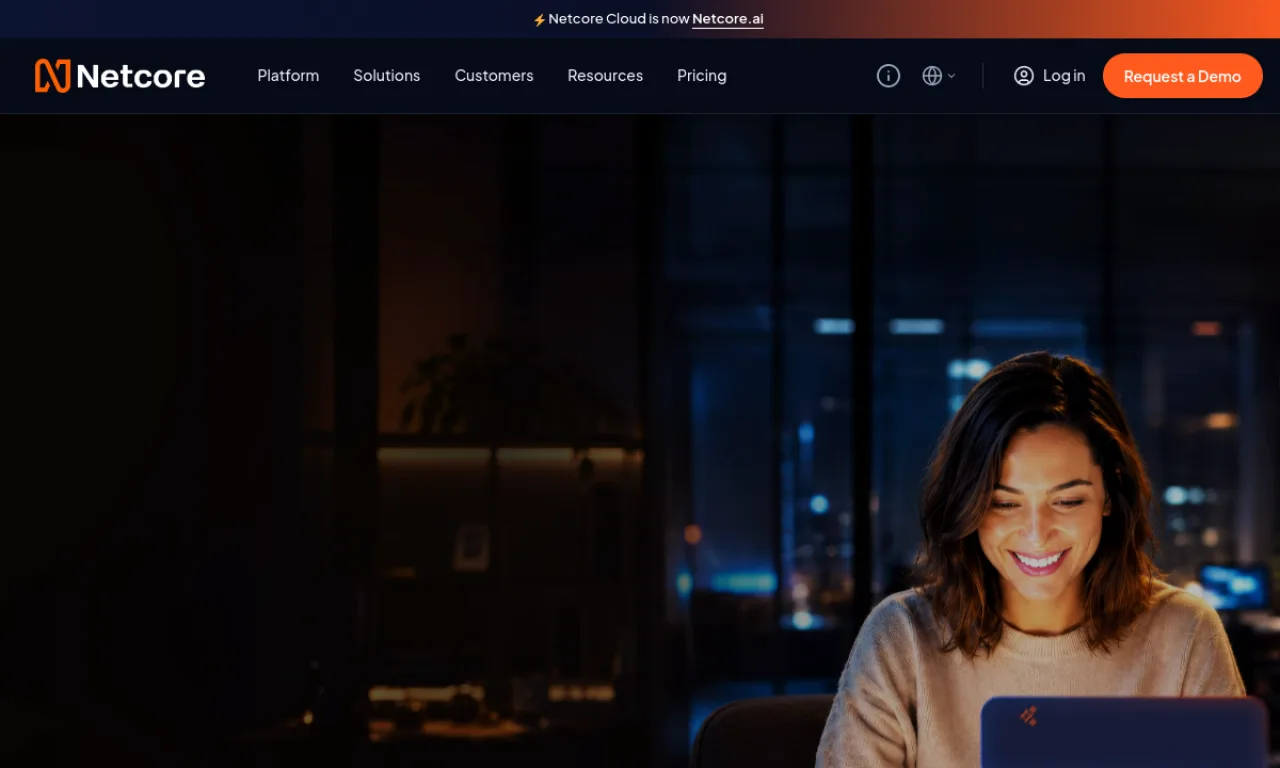 Screenshot of Netcore Cloud website