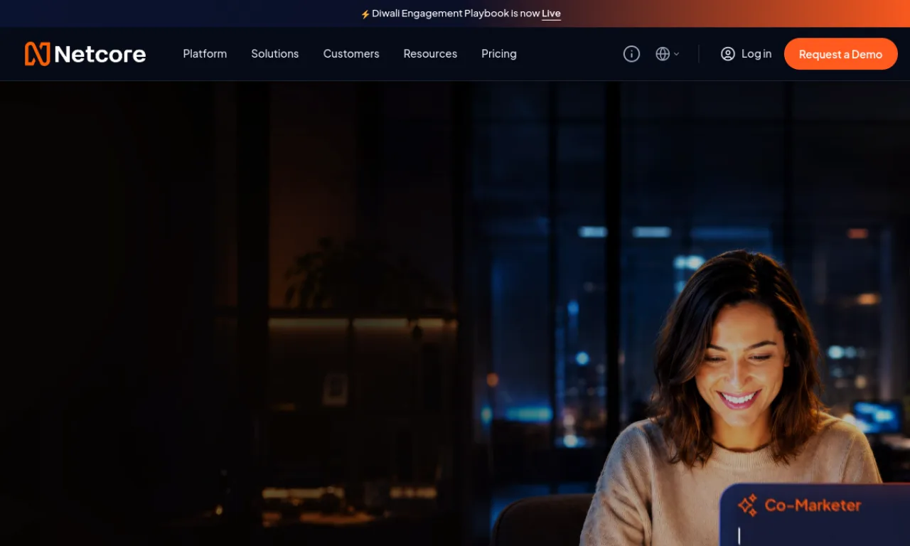 Screenshot of Netcore Cloud website