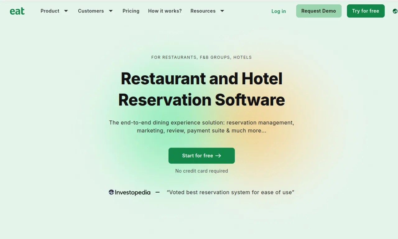 Screenshot of Eat App website
