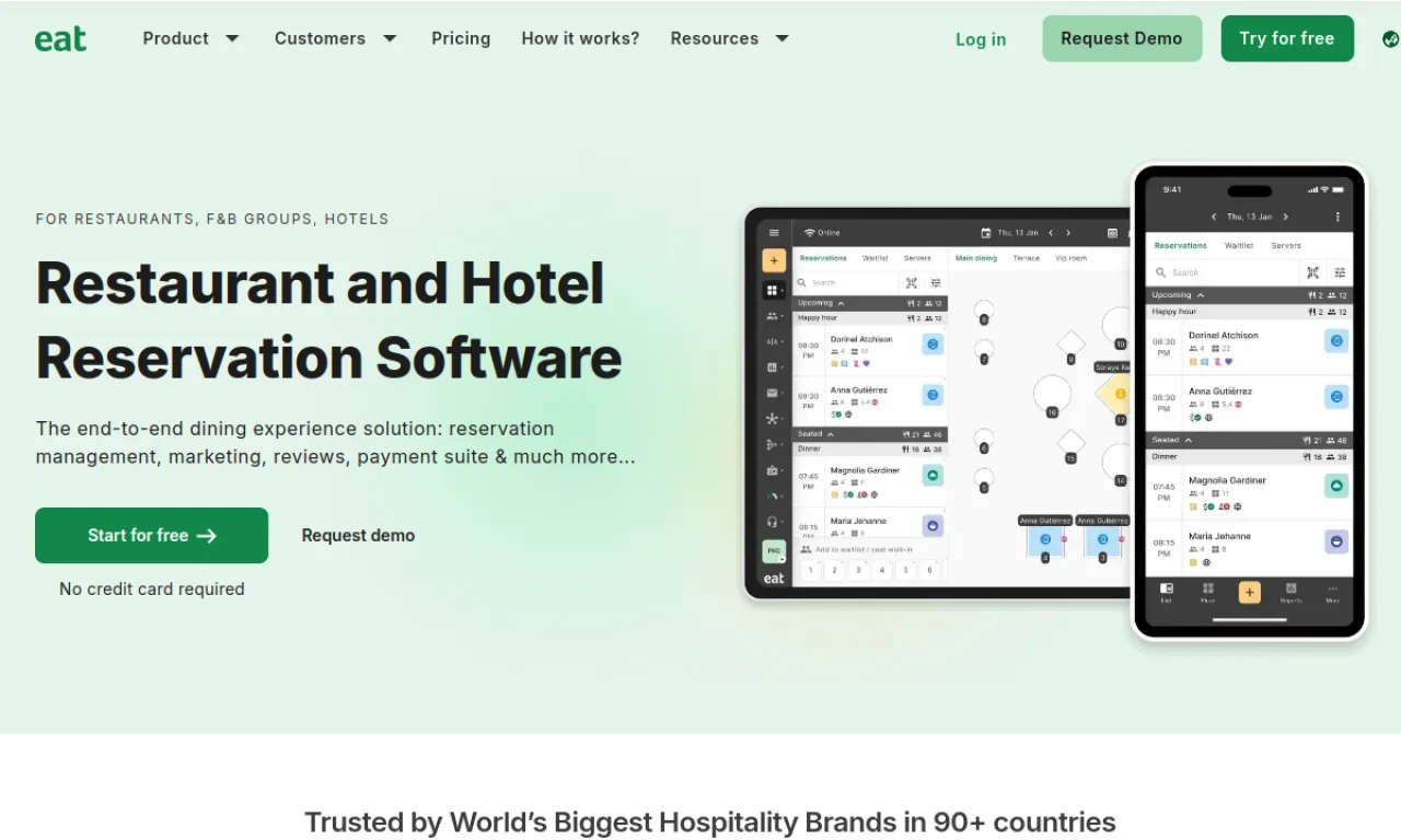 Screenshot of Eat App website