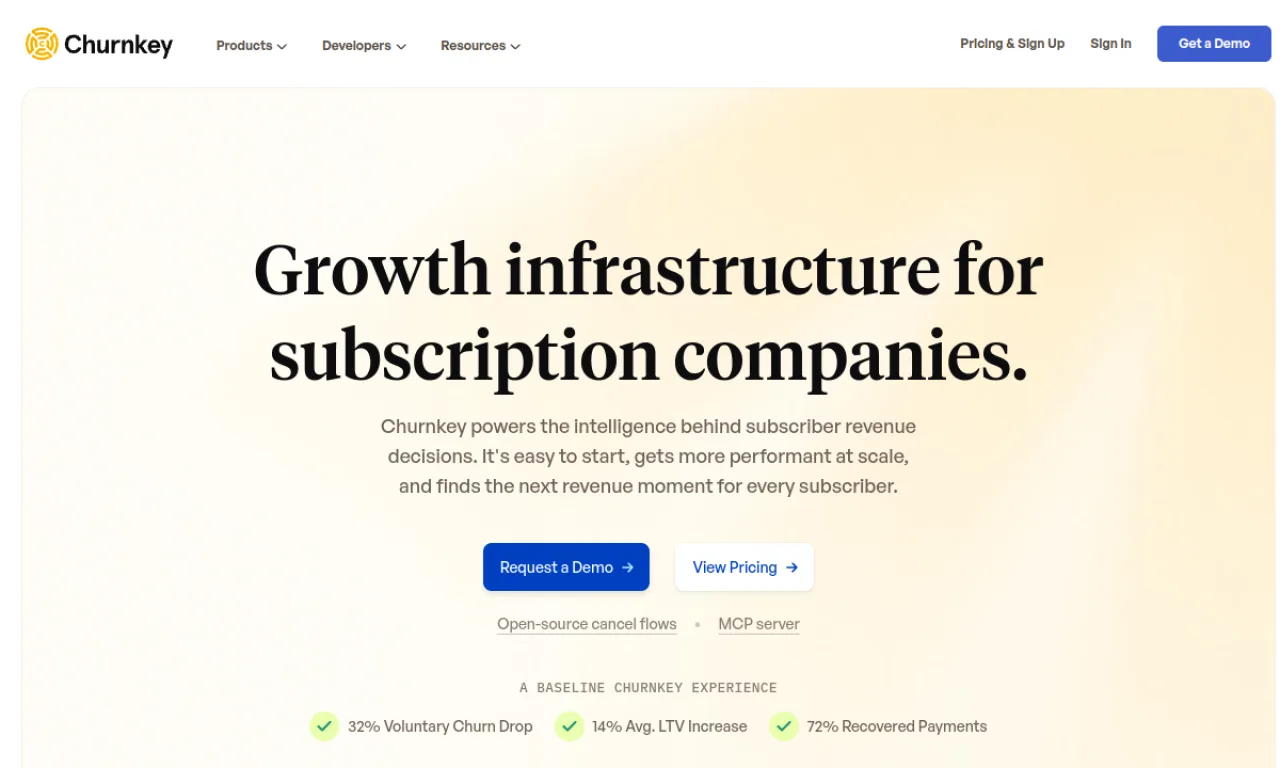 Screenshot of Churnkey website