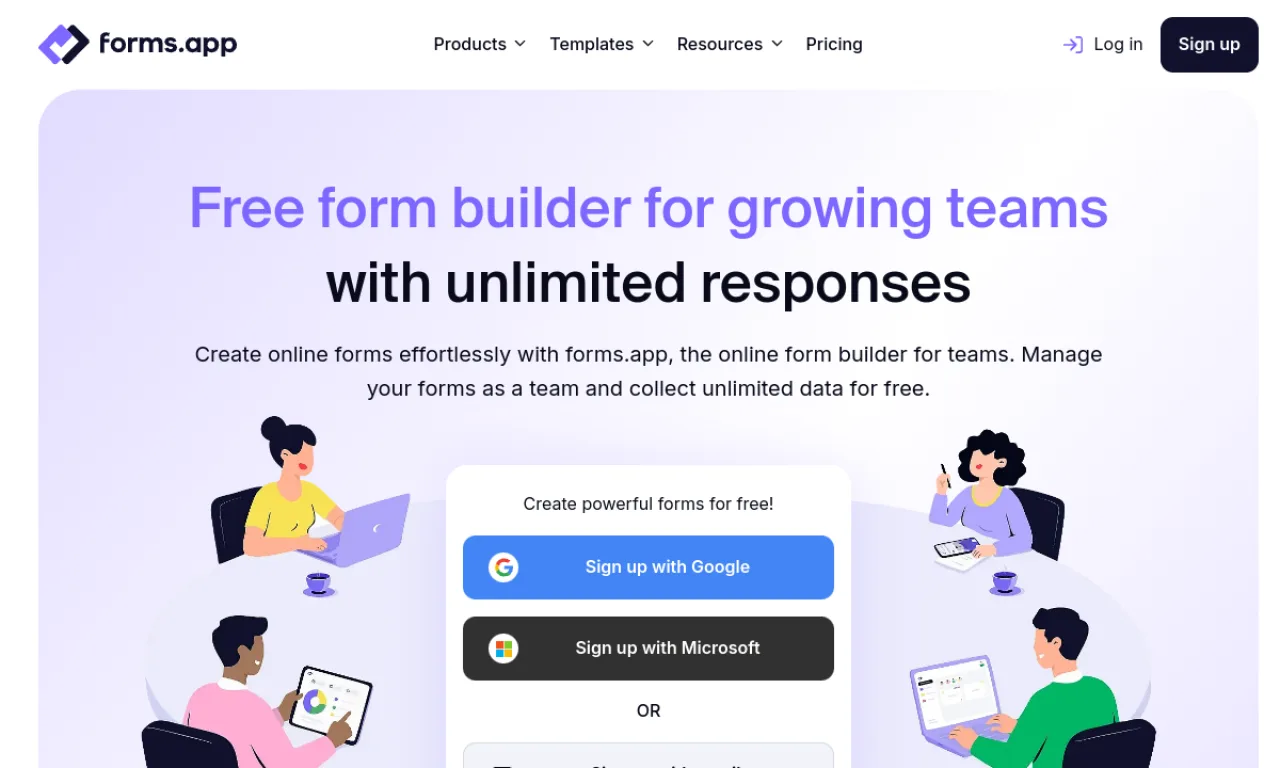 Screenshot of Forms.app website