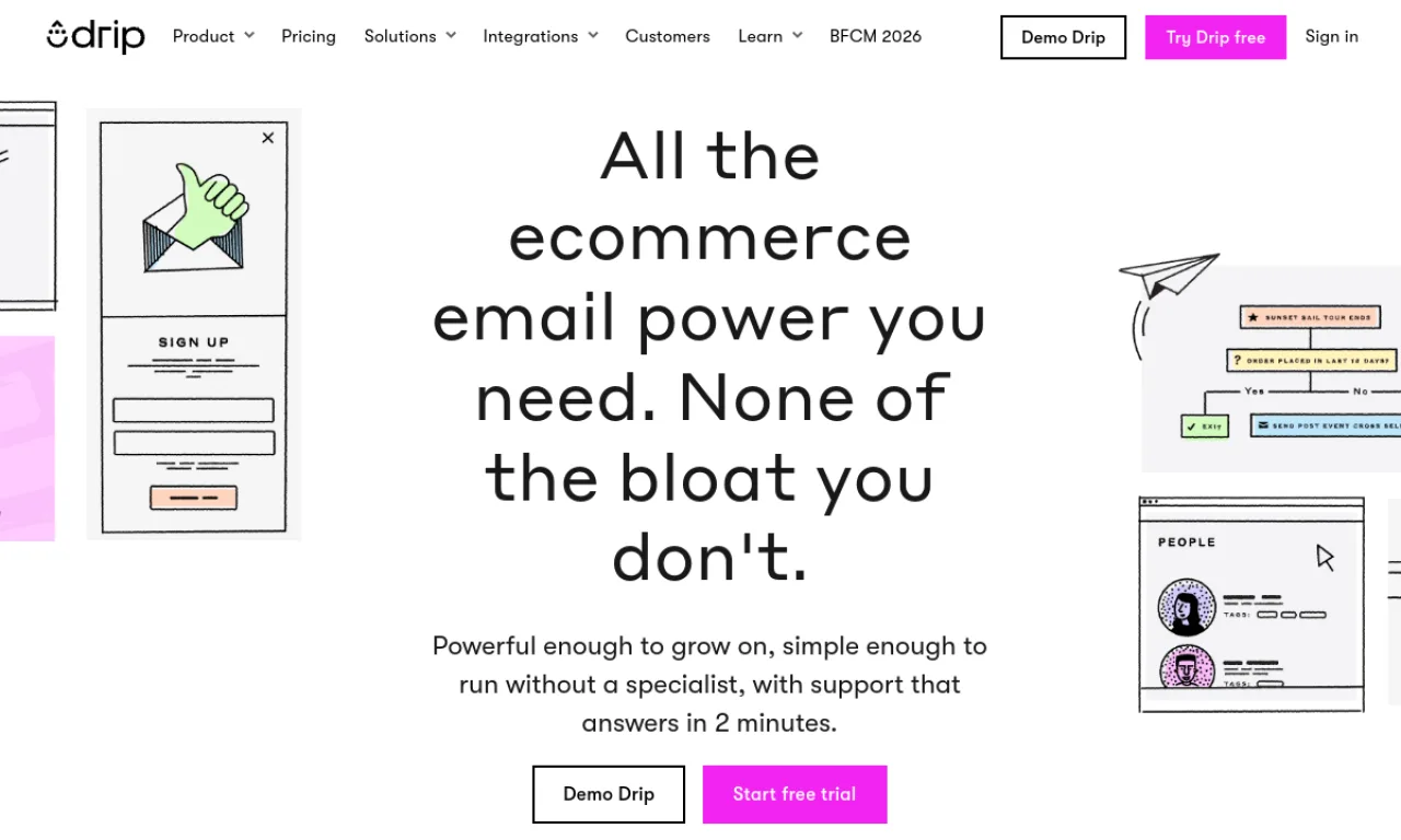 Screenshot of Drip website
