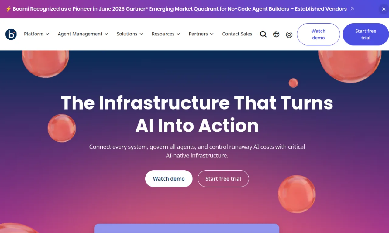 Screenshot of Boomi website
