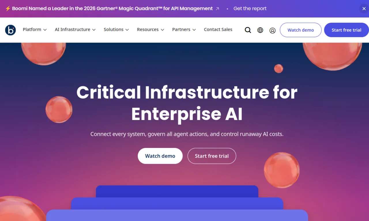 Screenshot of Boomi website