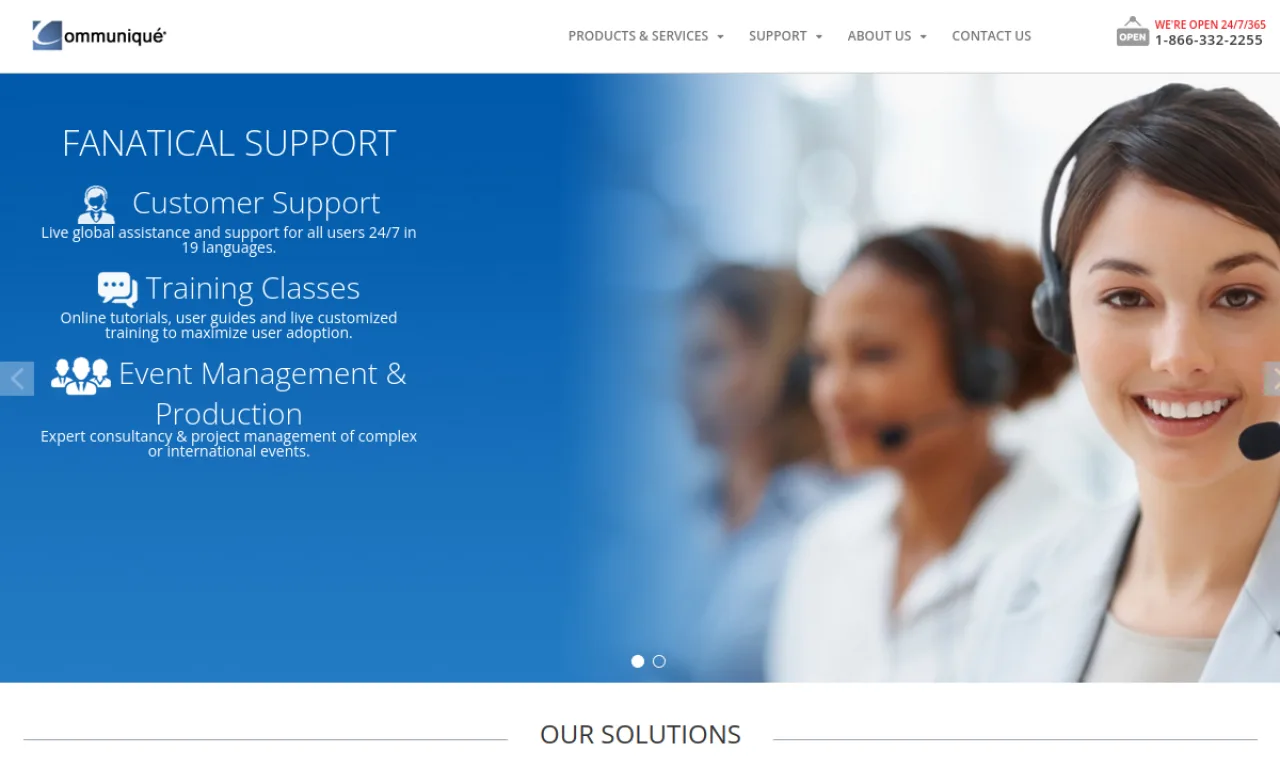 Screenshot of Communique website