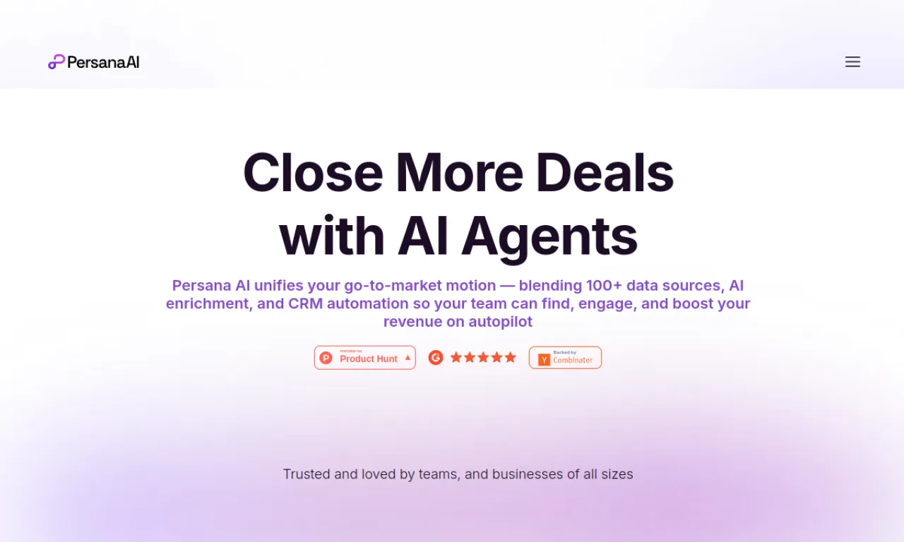 Screenshot of Persana Copilot website