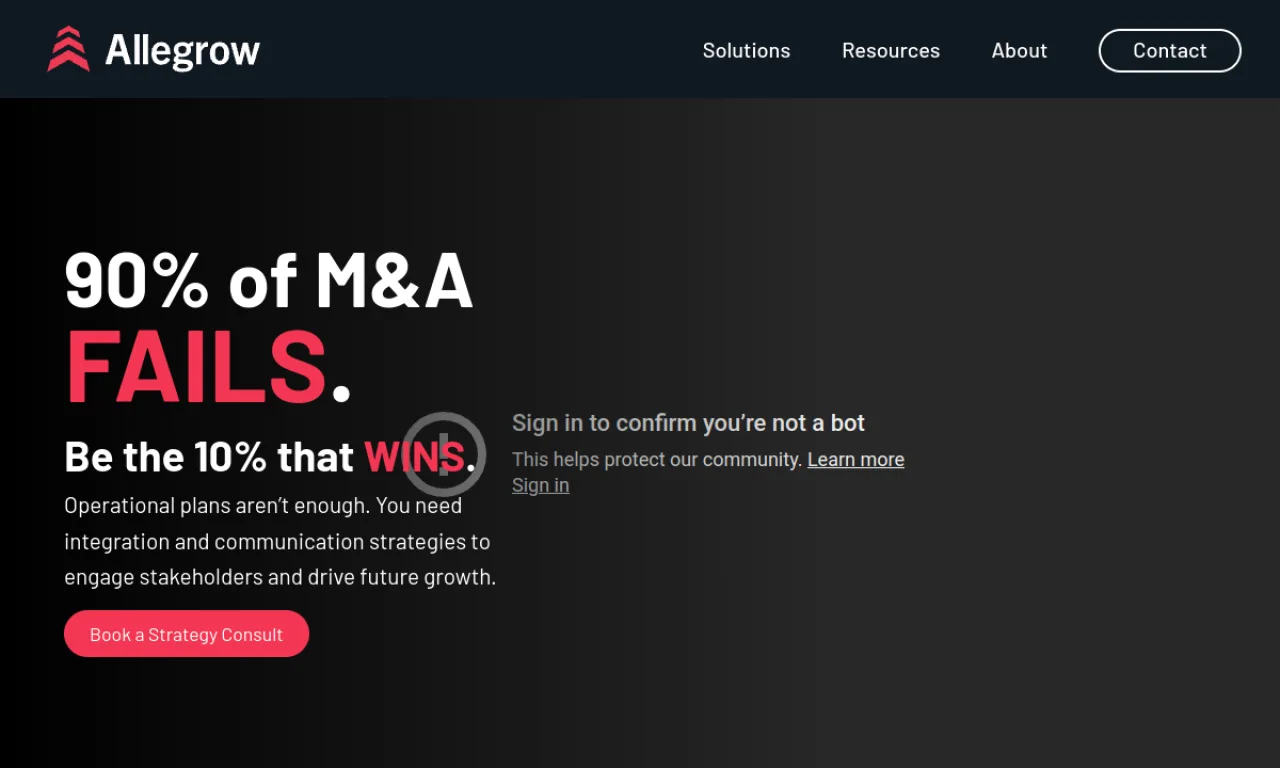 Screenshot of Allegrow website