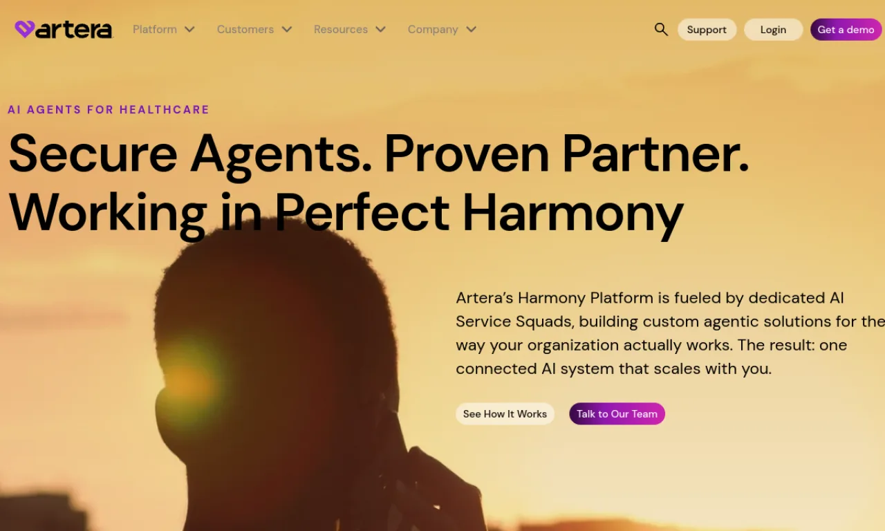 Screenshot of Klara / Artera website