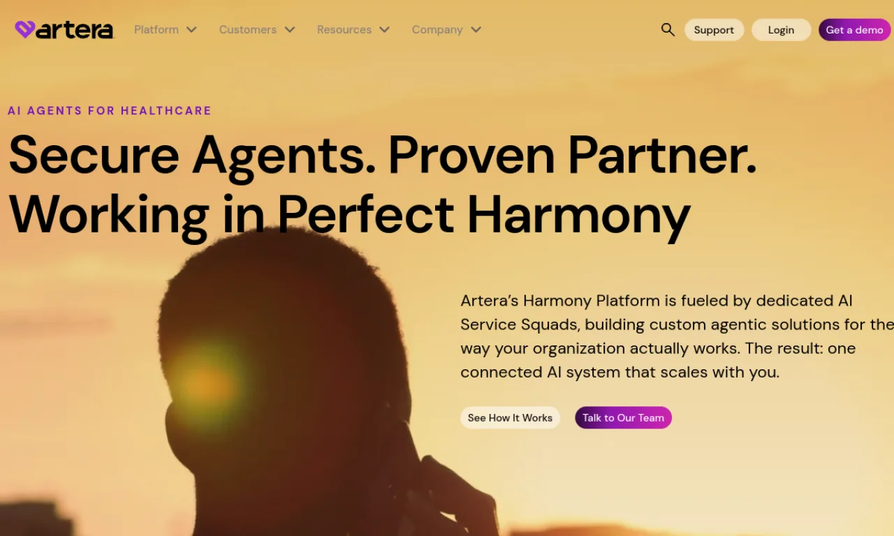Screenshot of Klara / Artera website