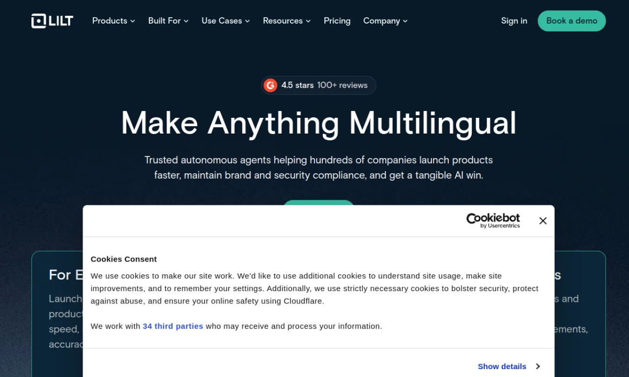 Screenshot of LILT website