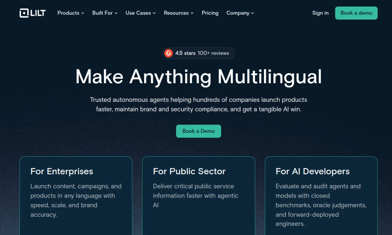 Screenshot of LILT website