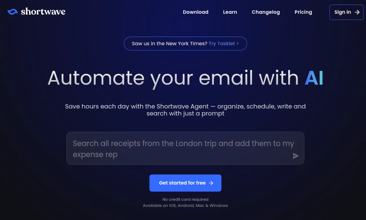 Screenshot of Shortwave website