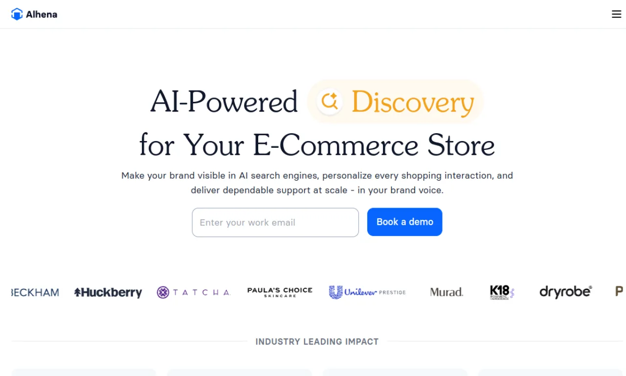 Screenshot of Alhena website