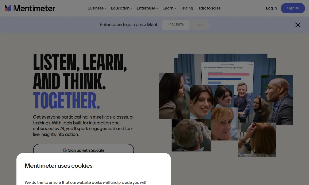 Screenshot of Mentimeter website